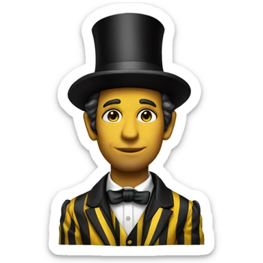 Drew in black and yellow stripped shirt with Abraham Lincoln hat sticker