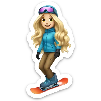 Long blonde hair girl snowboarding sticker