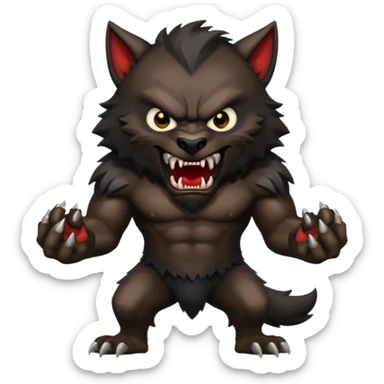 Create an emoji of Werewolf half bodied till waist sharp nails angry face black sticker