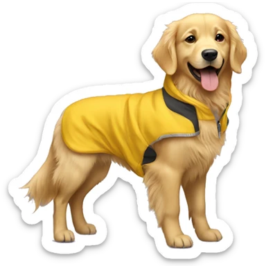 golden retriever wearing yellow jacket  sticker