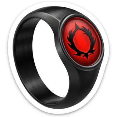 iOS sticker, dark fantasy ring, black metal, red inner glow, minimal sticker