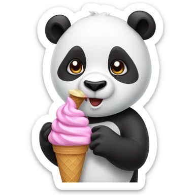 Panda eating ice cream sticker