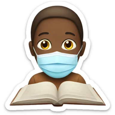 Reading a book with a face mask  sticker