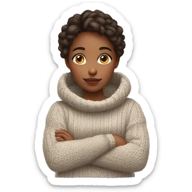 thoughtful girl in cozy sweater sticker