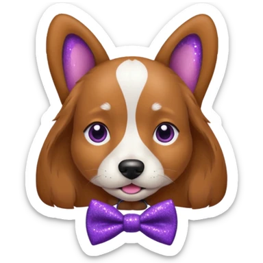 Cachorro adulto com gravata roxa com glitter sticker
