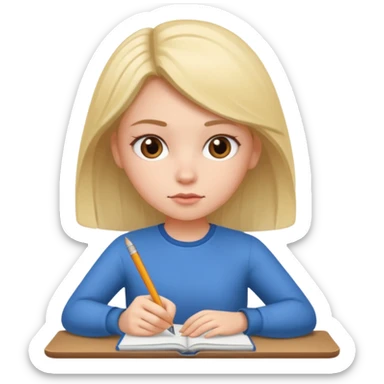 girl writing on a notebook sticker
