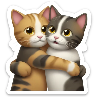 two cats hugging each other  sticker