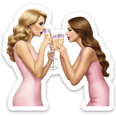 Lana del Rey & Taylor Swift drinking champagne pink dress sticker