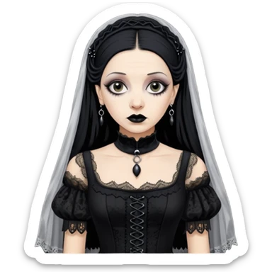 Lene Lovich like a gothic bride in dirty lace sticker