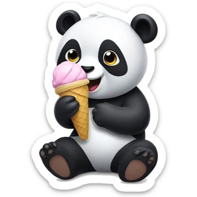 Panda eating ice cream sticker