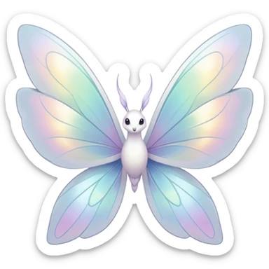  Iridescent white pale wings-ears, fairy-like-fakemon-creature  sticker