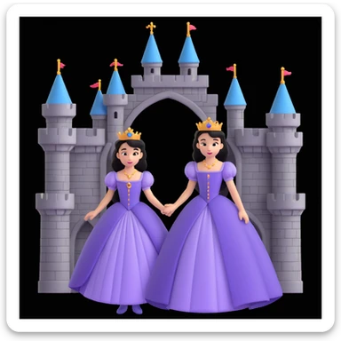 prince and princess disny dress close up photo in castle sticker