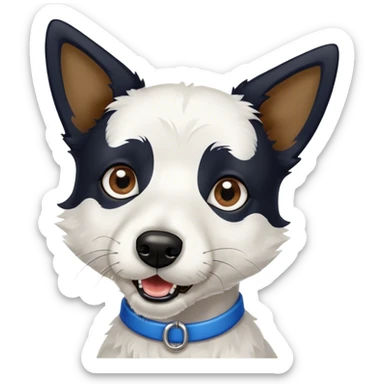perro foxterrier con barbita negra, OJO CELESTE. blanco y NEGRO, ladrador sticker