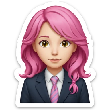 long wavy and pink haired woman with tie and blazer sticker