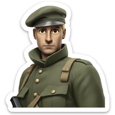 photorealistic serious french soldier 1960s sticker