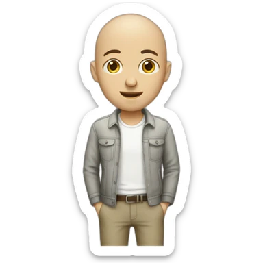 thin bald guy in casual clothes broadcasting sticker