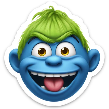 Blue Grinch happily sucking on a pickle  sticker
