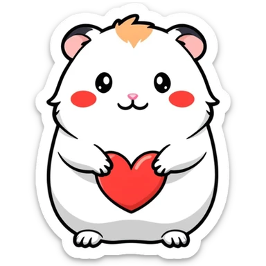 cute hamster with puckered lips and a heart, sticker style sticker