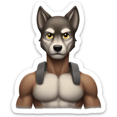 A wolf with muscles and abs sticker