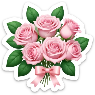 A sparkly romantic beautiful cute pretty aesthetic soft-pink bouquet of roses inside foliage with a small ribbon sticker
