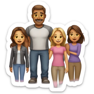 Family-with-father-mother-2 daughters-and-bulldog-Frances sticker