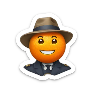 happy mandarine with detective hat sticker