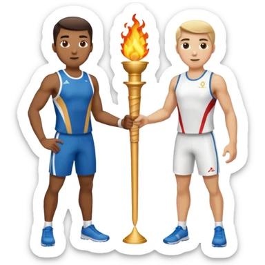 Olympic torch being passed in a relay sticker