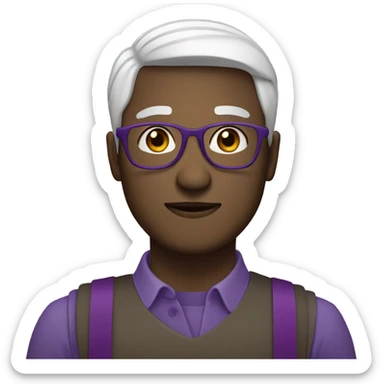 avatar with purpel colors for a man waring glasses, white hair sticker