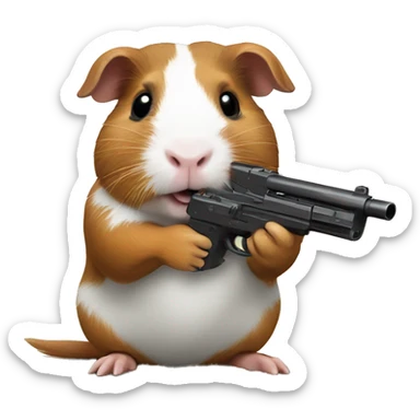 guinea pig holding toy gun sticker