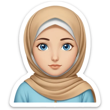 Turkish beautiful finish Konya girl blue eyes with honeycomb pastel hijab islamic dress and had on her hand honey sticker
