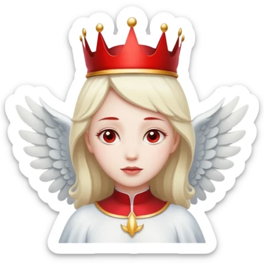 an angel with a red crown on her head, 4 wings sticker