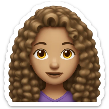 light skin girl with brown eyes and long dark curly hair sticker