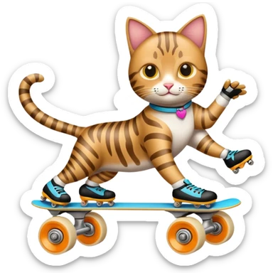 roller skater cat sticker