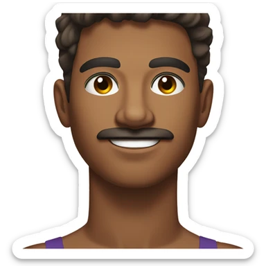 brown skin young man with mustache dark brown eyes laying on beach sticker