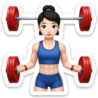Weightlifting girl with black hair sticker