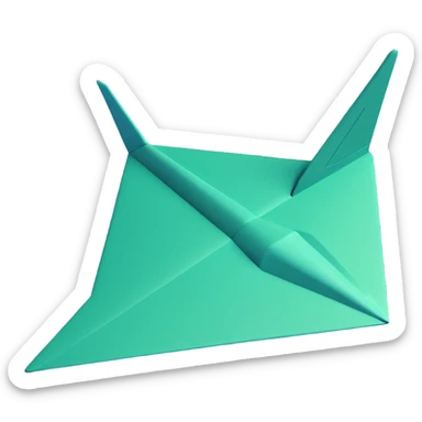 Telegram logo, dark green paper plane, volumetric style with soft shadows, minimalism, dark green and light beige colors, style like Instagram logo sticker