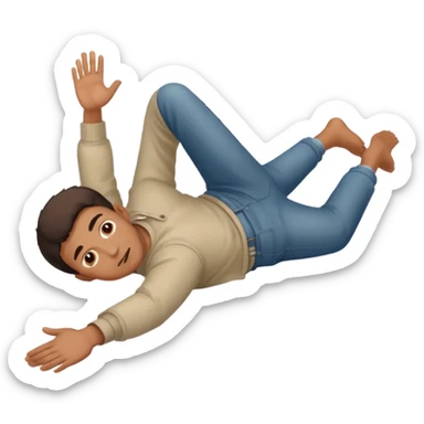 a man lying on the floor who has just fallen sticker