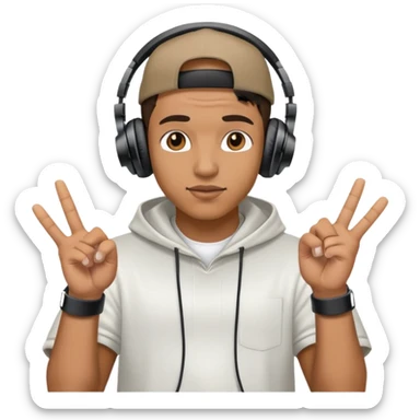 rapper with headphones making hand gestures sticker