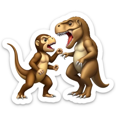 Tyrannosaurus rex versus a monkey battle sticker