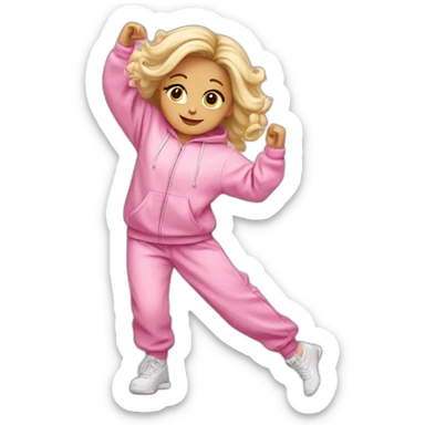 dancing-white-blond-girl-pink-oversize-tracksuit sticker