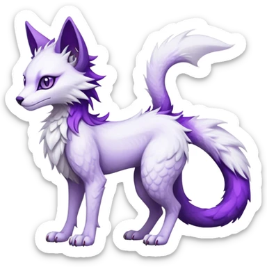 Kawaii dark edgy fantasy ethereal feline-vernid-sergal-fursona animal creature with a tufted tail full body sticker