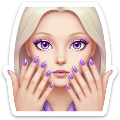 Light purple cat eye nails on fingers  sticker