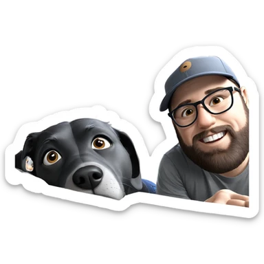 boy with dog and glasses sticker