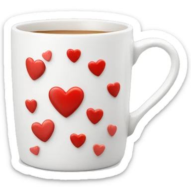 White mug with tiny red hearts on it sticker