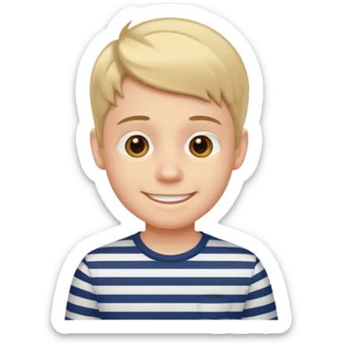 smiling boy in striped shirt sticker
