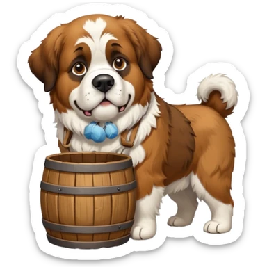 st. bernard rescue dog with barrel in snowy mountains sticker