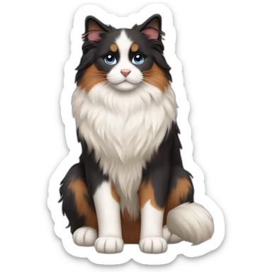Ragdoll cat sitting on Bernese mountain dog sticker