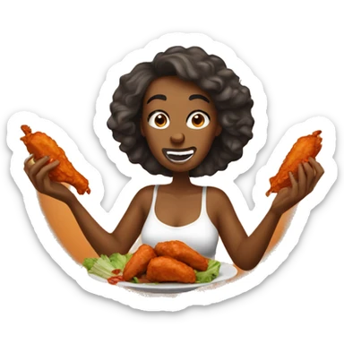 Women eating Buffalo wings sticker