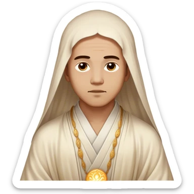 Cinematic Realistic Rumi Portrait Emoji, depicted as a mystical poet with soulful eyes and flowing traditional robes, rendered with delicate textures and ethereal soft lighting that captures his transcendent spiritual wisdom. sticker