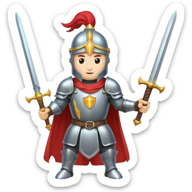 Battle mage: a knight in armor wielding both sword and magic sticker